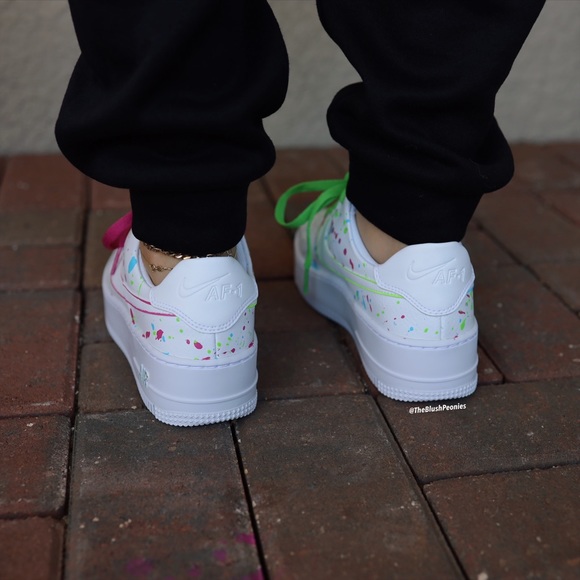 Nike Air Force 1 Sage Low Pink Green Blue White Custom Painted Shoes NWT - Picture 10 of 11